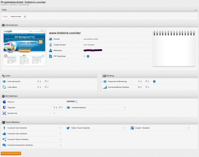 linkbird Projektdatenblatt - www.smartlemon.de