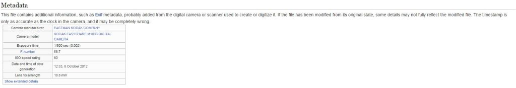 Exif Daten eines digitalen Bildes