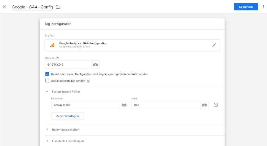 Google Tag Manager, Google Analytics 4 Konfiguration