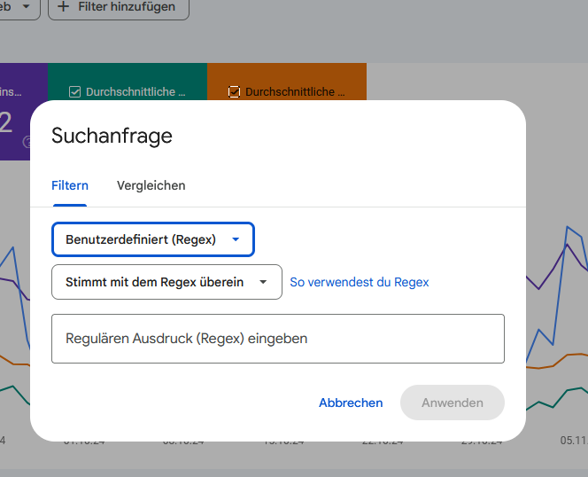 Erstellen eines Regex-Filters in der Google Search Console