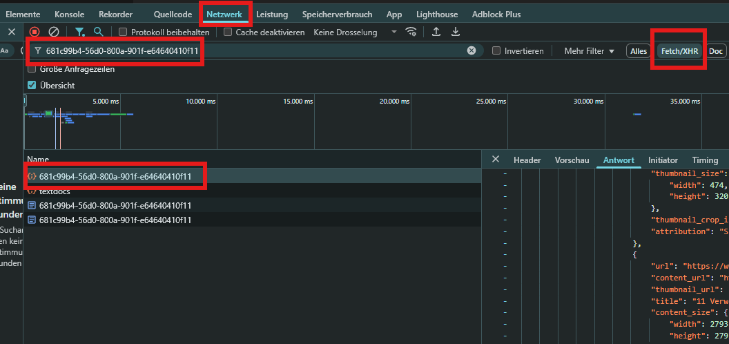 Screenshot des Network-Tabs in den Chrome DevTools - SMART LEMON
