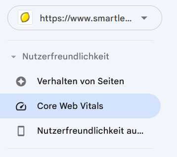 Screenshot der Sidebar mit den drei Nutzerfreundlichkeit-Reports in der Google Search Console.