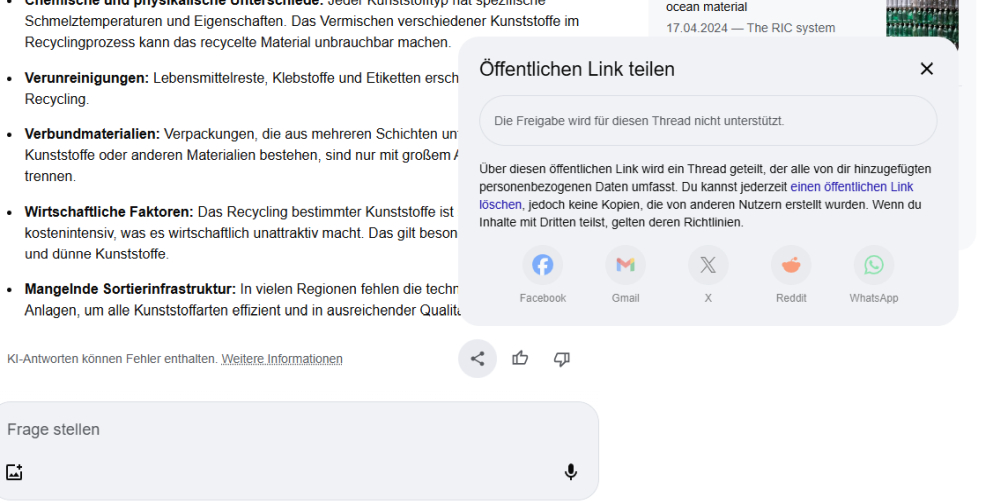 Screenshot der Sharing-Funktion in Googles AI Mode - SMART LEMON Blog