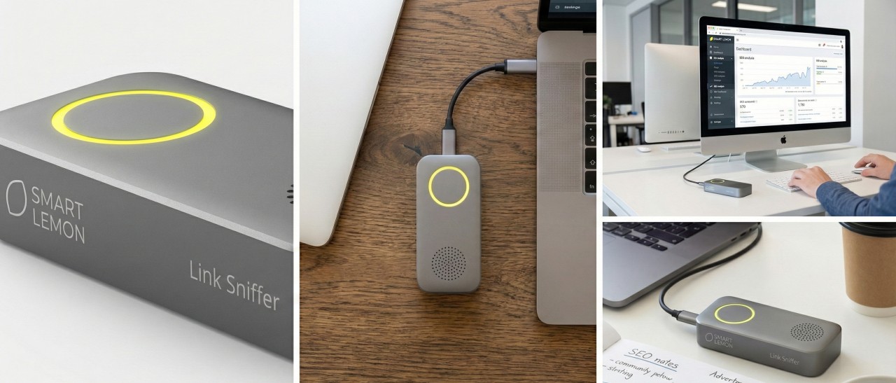 Bildcollage des SMART LEMON Link Sniffer